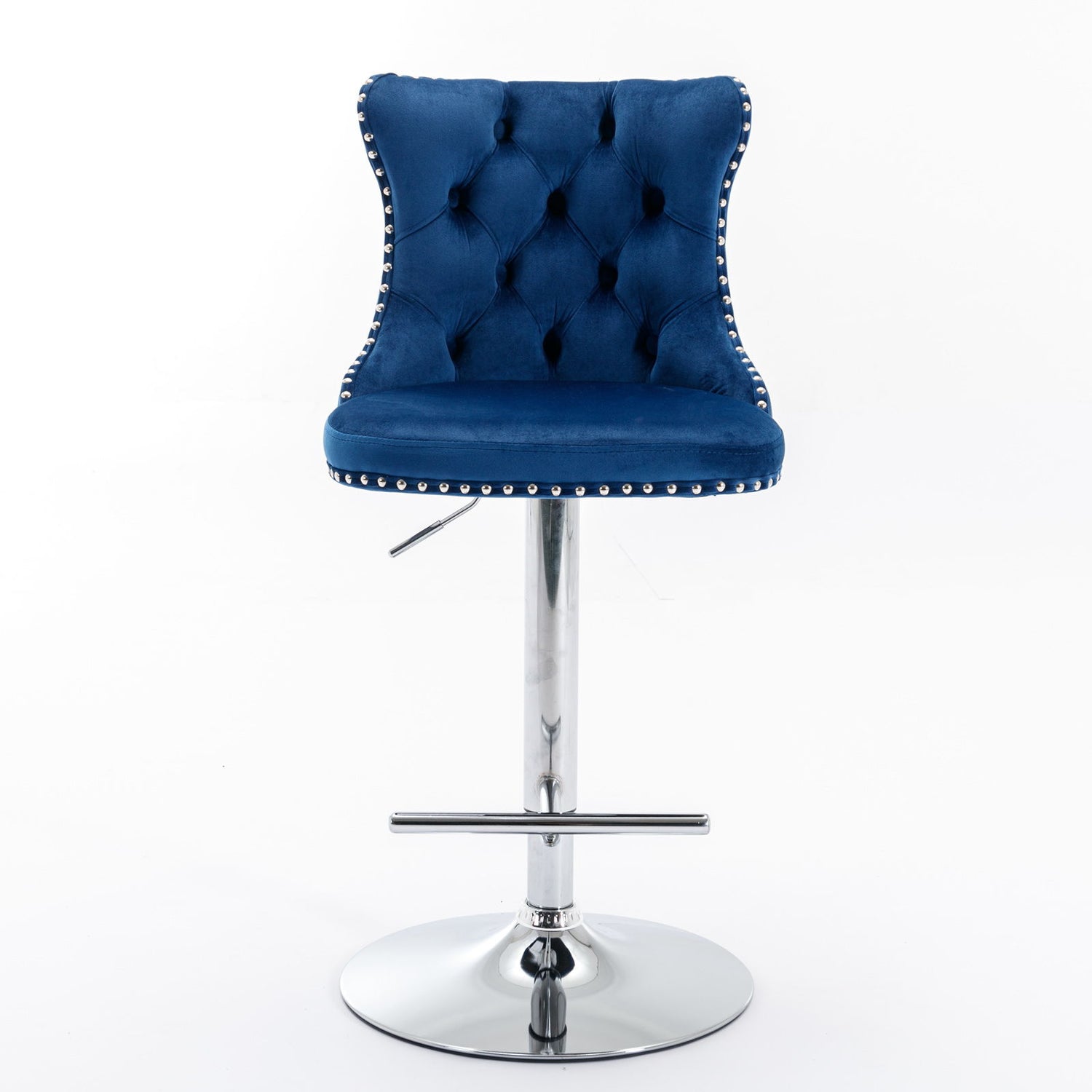 Swivel Velvet Barstools Adjusatble Seat Height From 25-33&quot;, Modern Upholstered Chrome Base Bar Stools With Backs Comfortable Tufted For Home Pub And Kitchen Island (Set of 2)