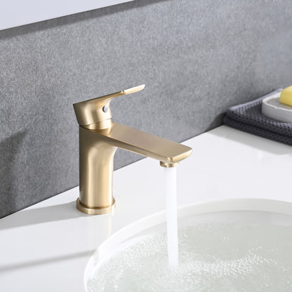 Modern Bathroom Sink Faucet Single Handle Brass Countertop Mount
