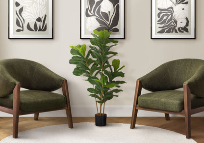 41&quot; Tall, Artificial Plant, Fiddle Tree, Indoor, Faux, Fake, Floor, Greenery, Potted, Real Touch, Decorative - Green / Black