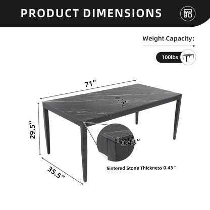 Outdoor Modern Patio Dining Table, Post Tapered Legs, Weatherproof &amp; Rust Free