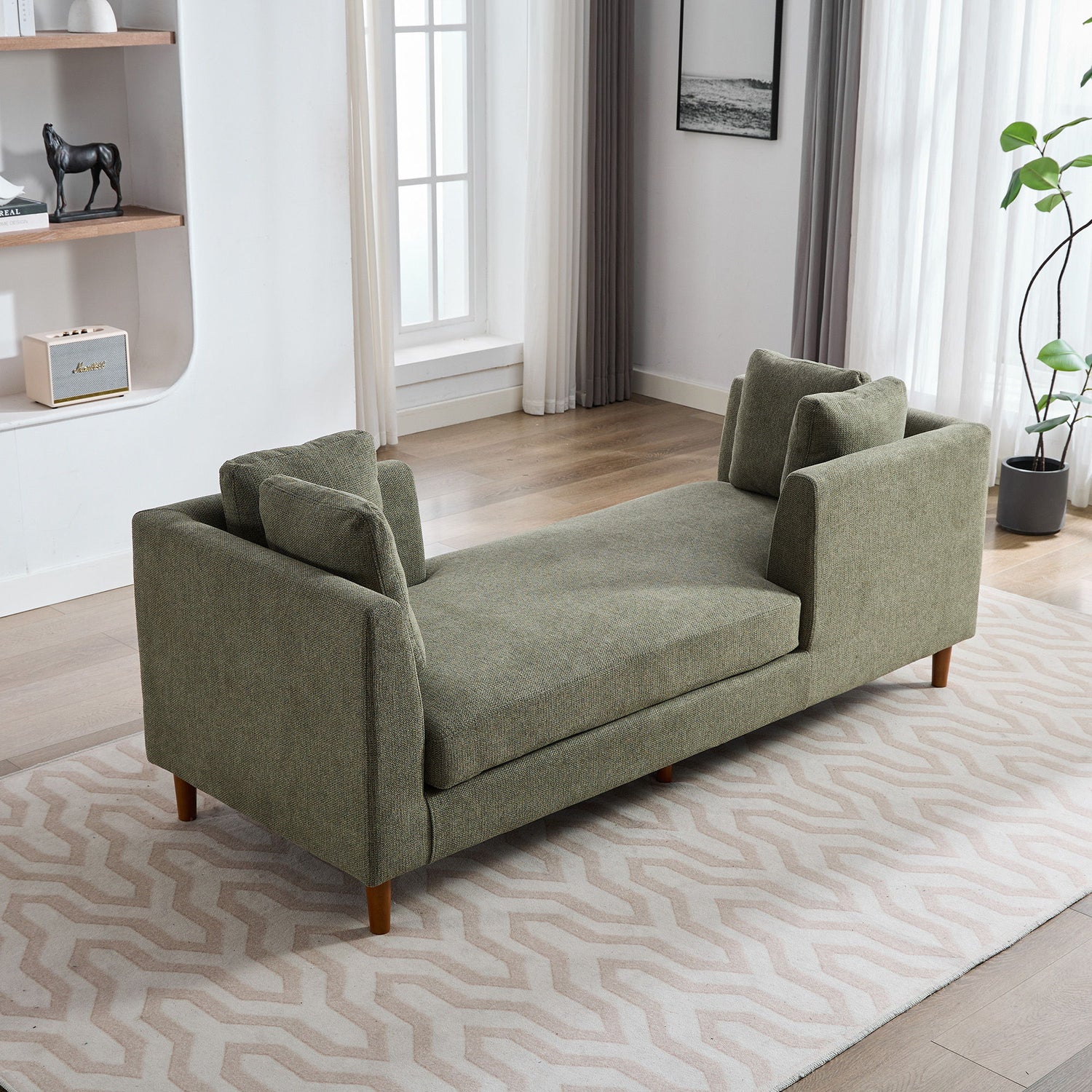 Wide Modern Double Sided Upholstered Chaise Lounge