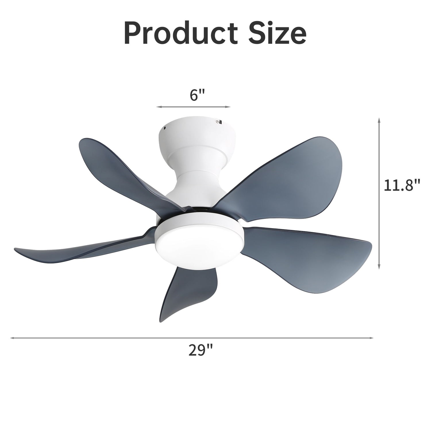29&quot; Low Profile Flush Mount Ceiling Fan With Light Reversible Motor Remote Control