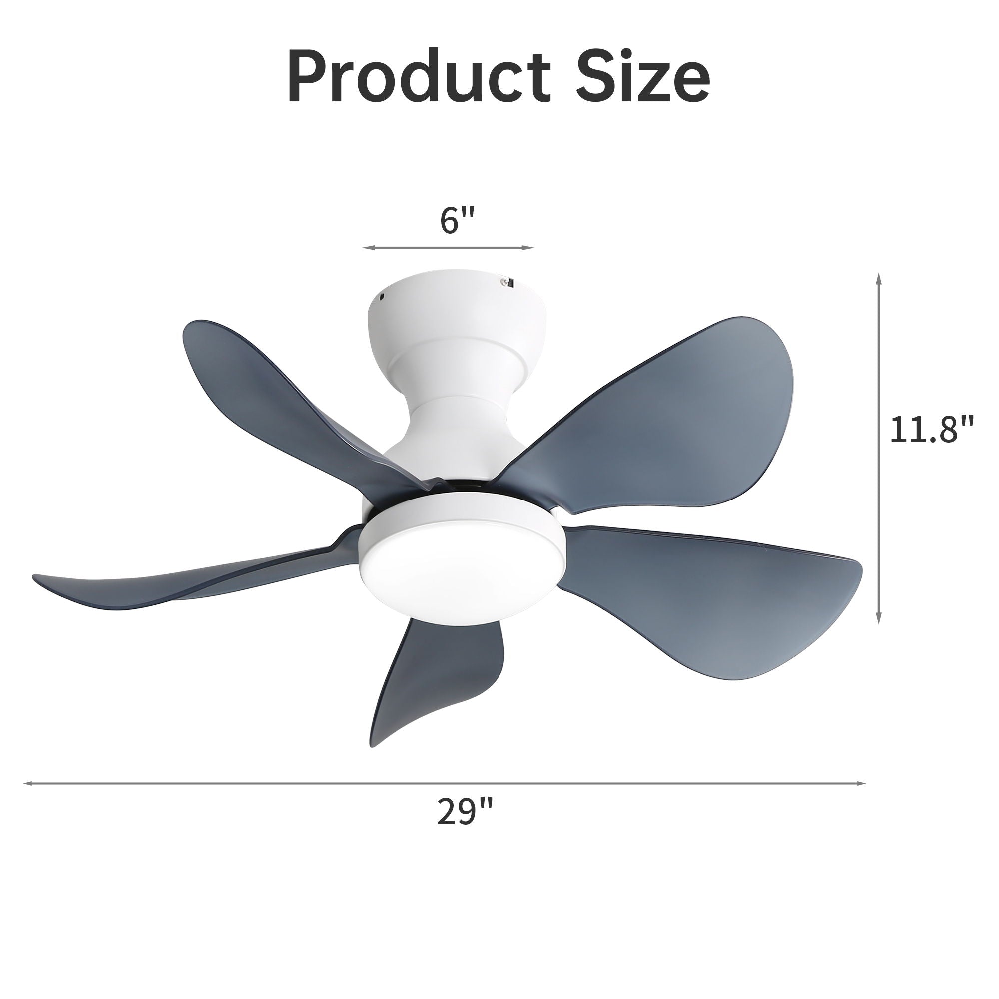 29&quot; Low Profile Flush Mount Ceiling Fan With Light Reversible Motor Remote Control