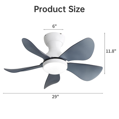 29&quot; Low Profile Flush Mount Ceiling Fan With Light Reversible Motor Remote Control
