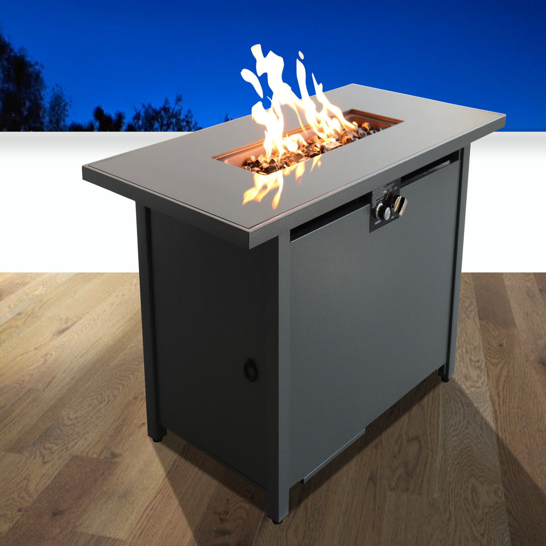 Outdoor Fire Pit Table With Lid &amp; High-Quality Materials - Black