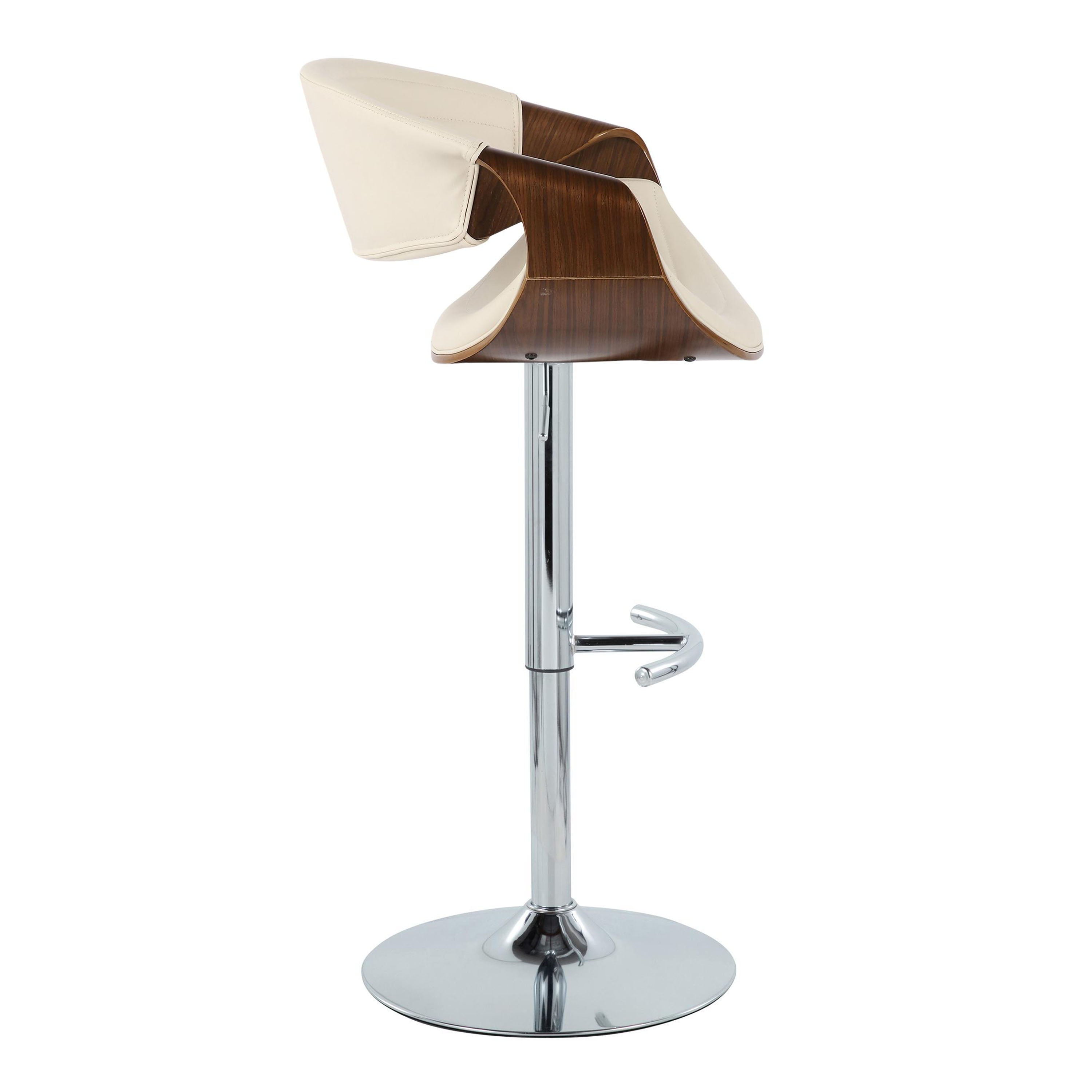 Symphony - Mid Century Modern Adjustable Barstool &amp; Swivel With Rounded T Footrest (Set of 2)