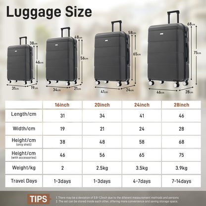 Hardshell Luggage Set 6 Piece With Duffel &amp; Toiletry Bag
