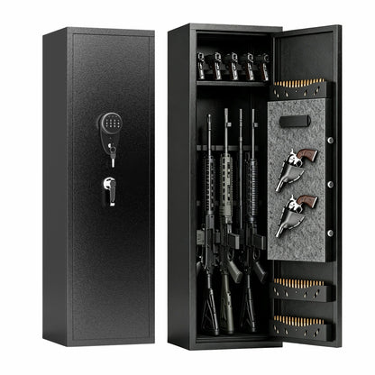 Gun Safe For Rifles &amp; Handguns, Keypad Lock Security Storage Cabinet - Black