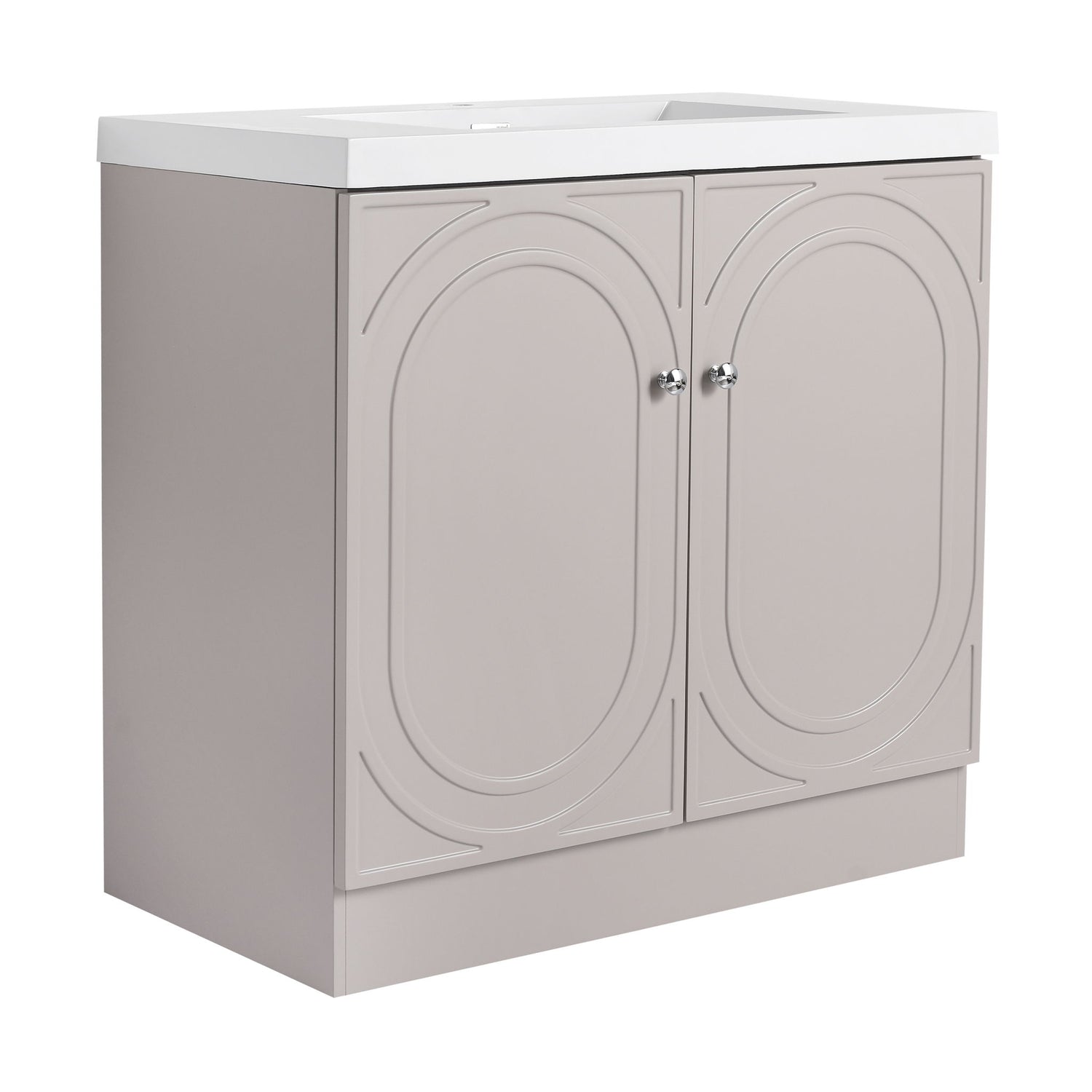 Contemporary Freestanding Bathroom Vanity With Resin Sink &amp; Soft-Close Cabinet Doors