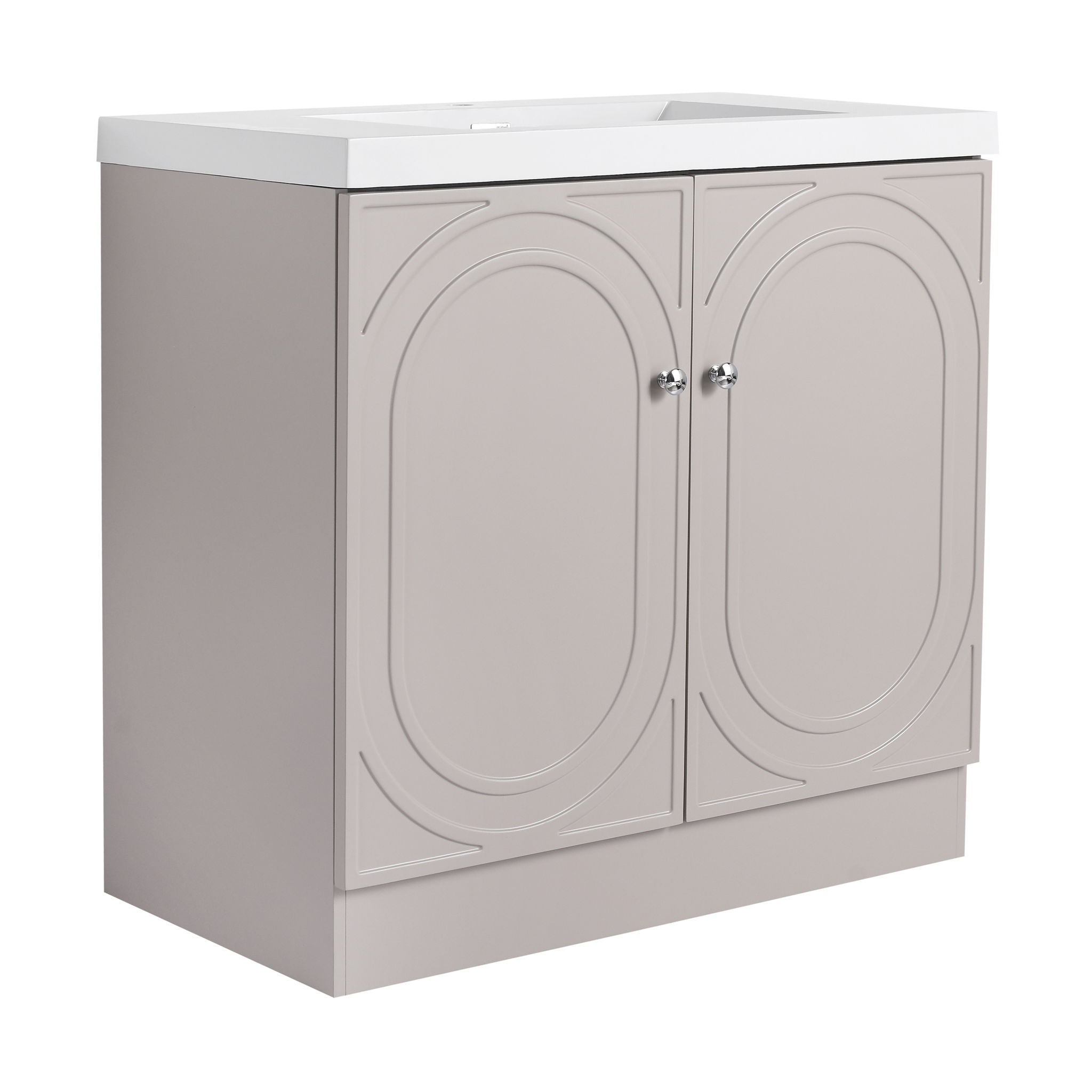 Contemporary Freestanding Bathroom Vanity With Resin Sink &amp; Soft-Close Cabinet Doors