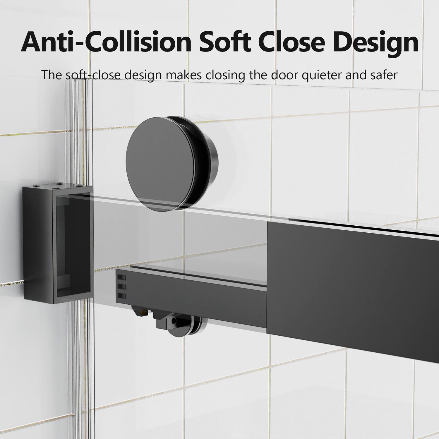 Frameless Double Sliding Soft-Close Shower Door In Matte, 3 / 8&quot; (10Mm) Thick SGCC Tempered Glass Door - Black