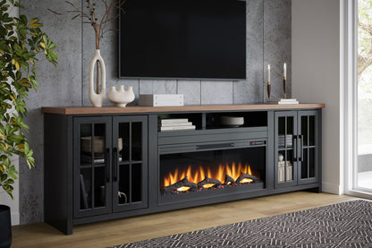 Essex - Fireplace TV Stand Console For TVs Up To 100&quot; - Black, Whiskey