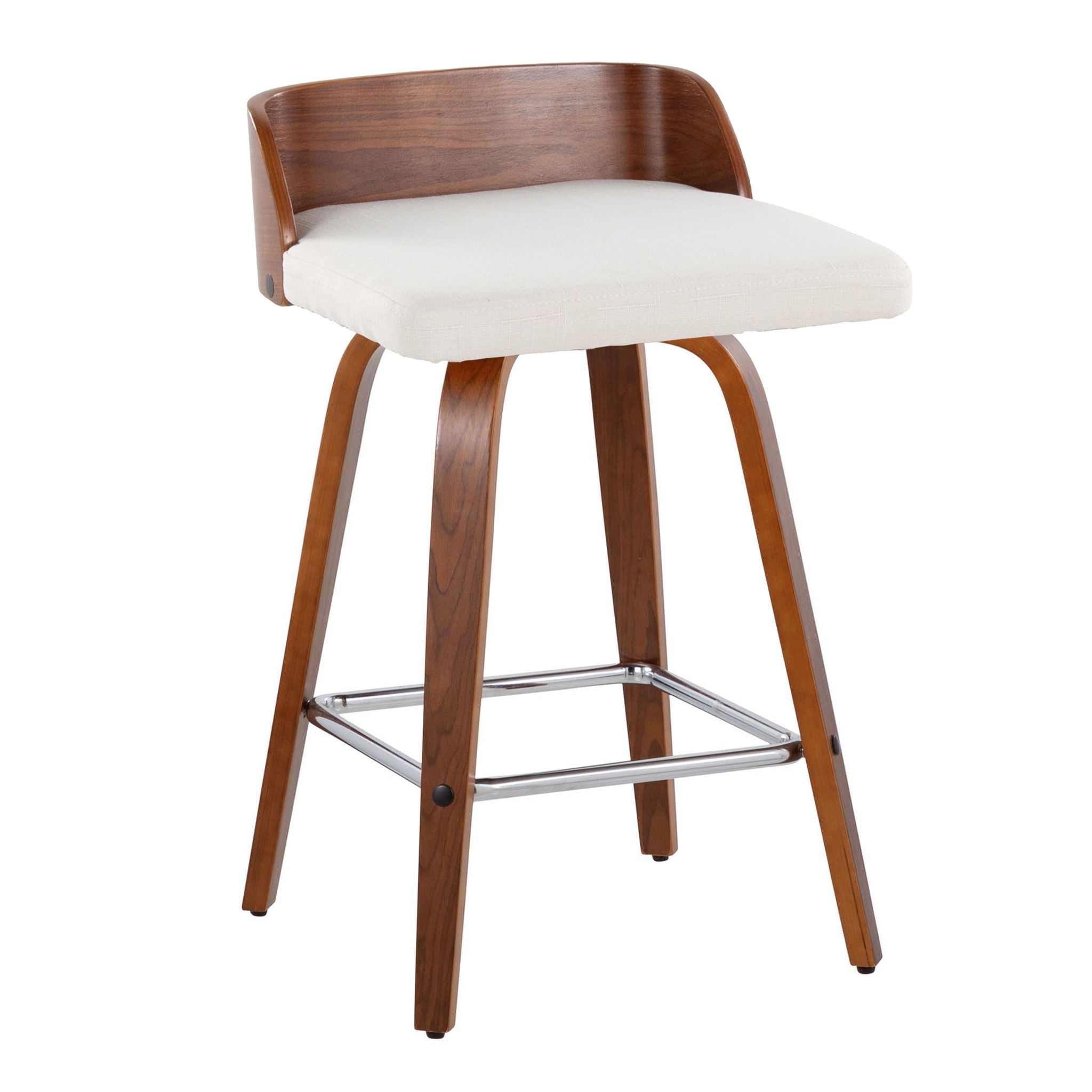 Maya - Mid Century Modern Fixed Height Counter Stool &amp; Swivel With Square Footrest (Set of 2)