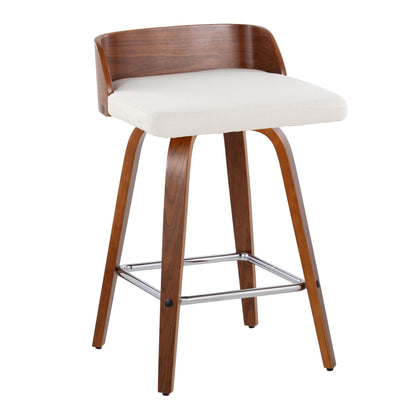 Maya - Mid Century Modern Fixed Height Counter Stool &amp; Swivel With Square Footrest (Set of 2)