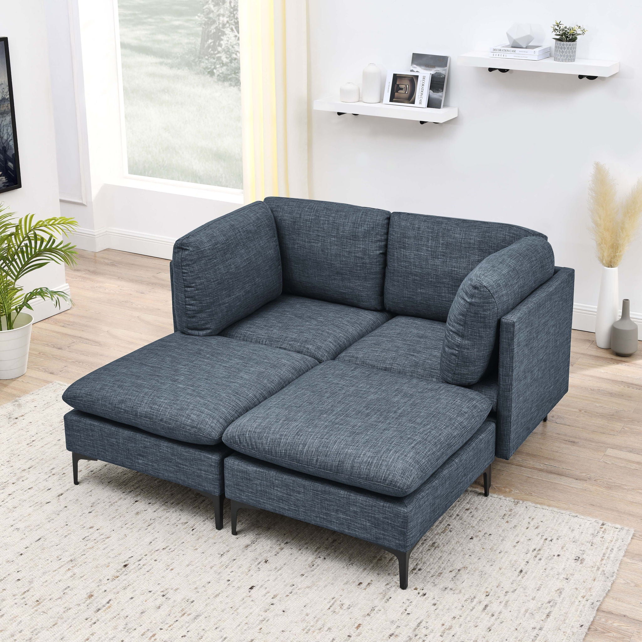 Upholstered Modular Sectional &amp; Tall Legs