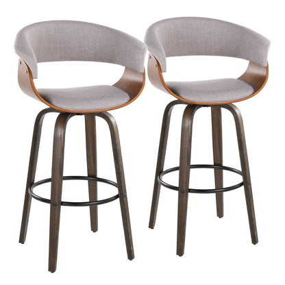 Vintage Mod - Mid Century Modern Fixed Height Barstool With Swivel &amp; Round Footrest (Set of 2)