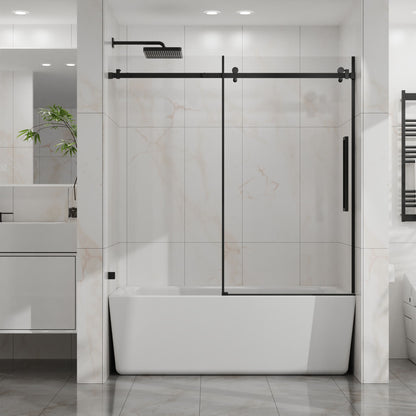 Frameless Tub Sliding Shower Door With Easy Clean Coating