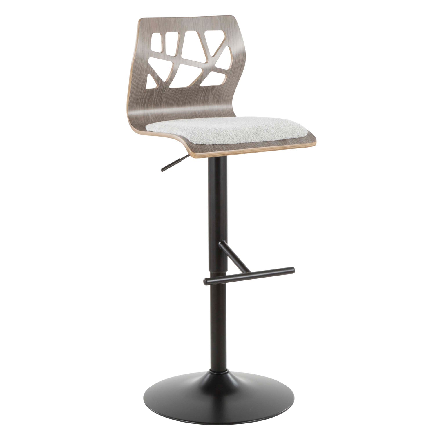 Folia - Mid Century Modern Adjustable Barstool With Swivel &amp; Rounded T Footrest (Set of 2)