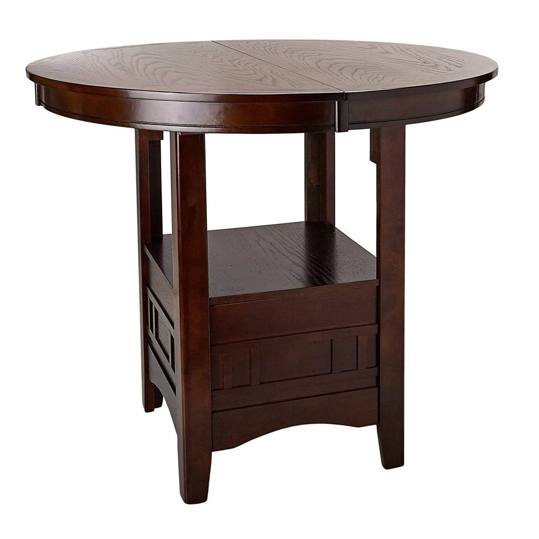 Round Counter Height Dining Table Only With Shelves - Brown Mix