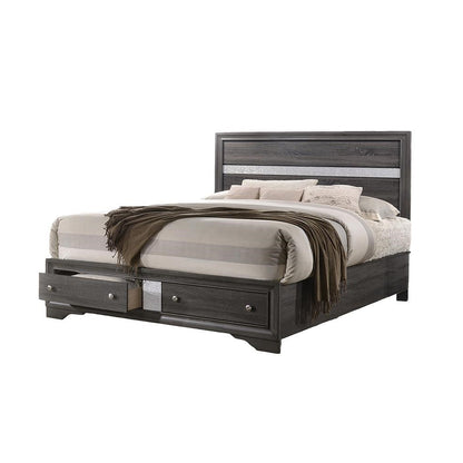 Matrix Traditional Style Full 4 Piece Storage Bedroom set made with Wood in Gray