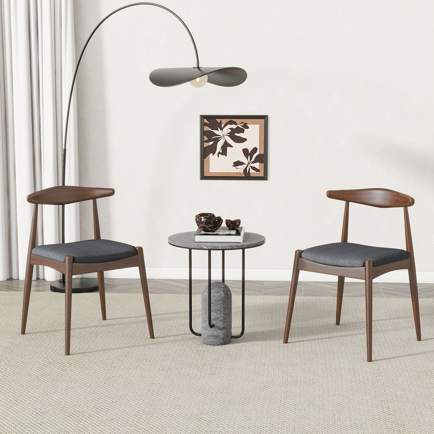 Dining Chairs With Ergonomic Backrest &amp; Comfort Cushions (Set of 2)