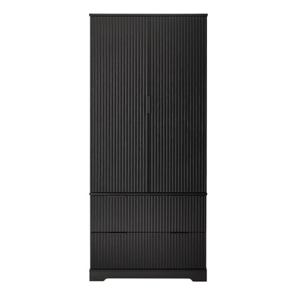 Fluted Kitchen Pantry Cabinet With 2 Large Drawers &amp; 8 Door Spice Rack