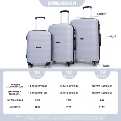 3 Piece Set Hardshell Suitcase Spinner Wheels