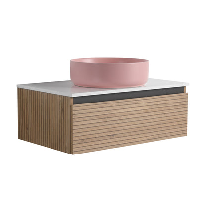 Wall Mounted Bathroom Vanity With Art Sink &amp; 1 Soft Close Drawer