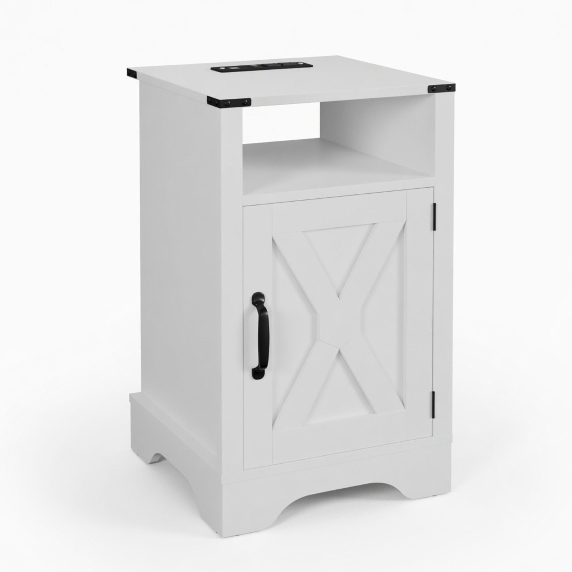 Farmhouse Nightstand, Charging Station &amp; Storage