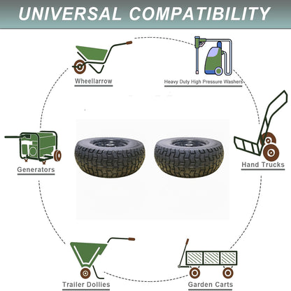 Flat Free Tire And Wheel Assemblies For Riding Lawn Mowers With 3&quot; Hub - Black