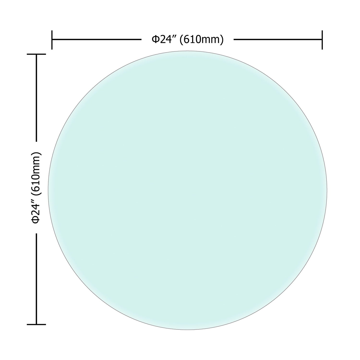 24&quot; Round Tempered Glass Table Top Clear Glass Beveled Polished Edge
