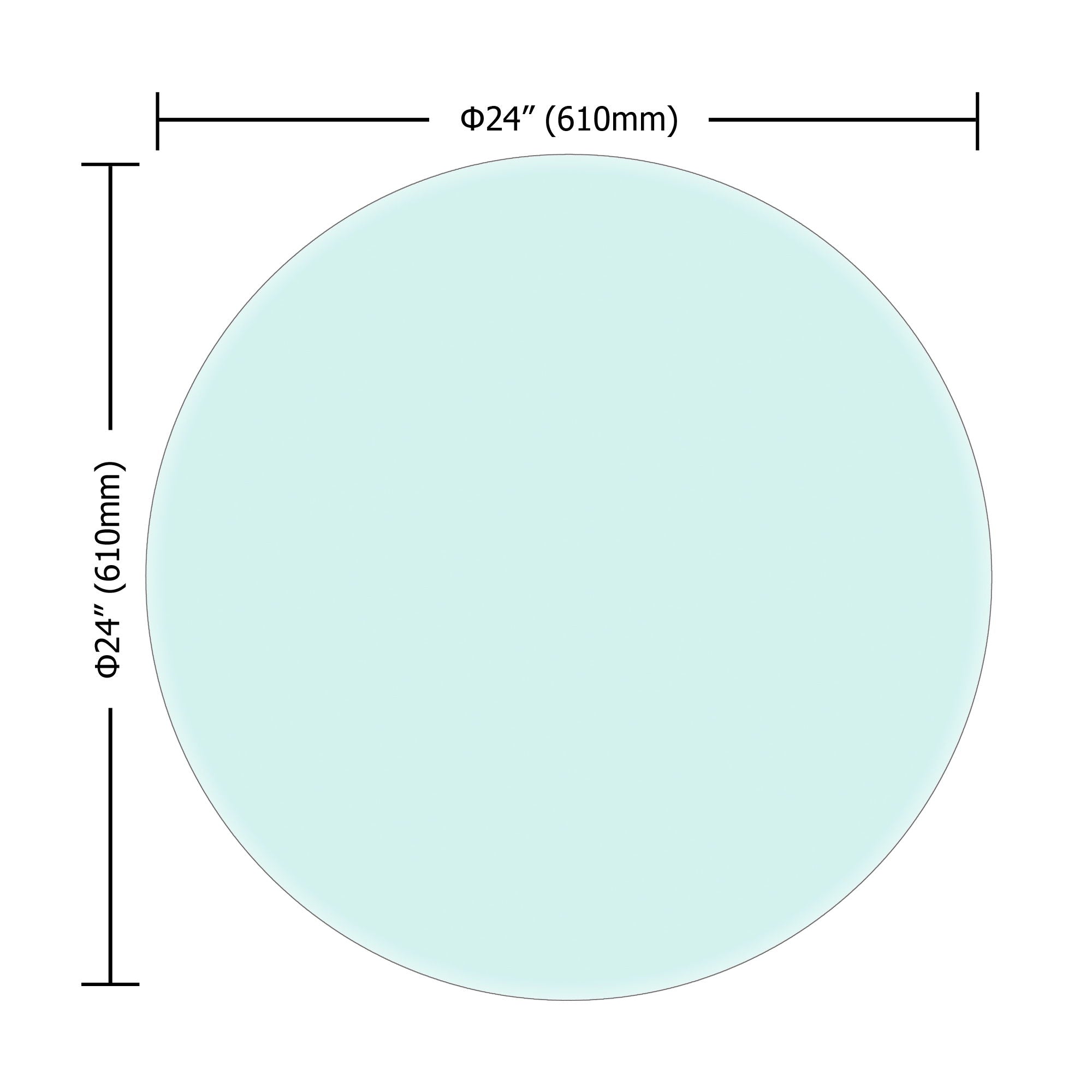 24&quot; Round Tempered Glass Table Top Clear Glass Beveled Polished Edge