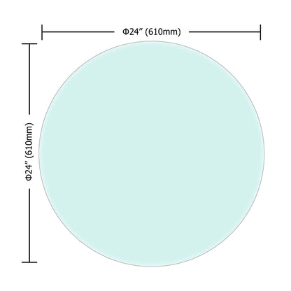 24&quot; Round Tempered Glass Table Top Clear Glass Beveled Polished Edge