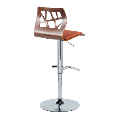 Folia - Mid Century Modern Adjustable Barstool &amp; Swivel With Rounded T Footrest (Set of 2)