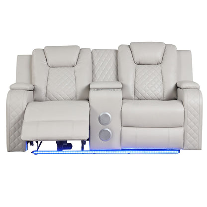 Benz - Power Reclining Loveseat &amp; LED Lighting And Built In USB
