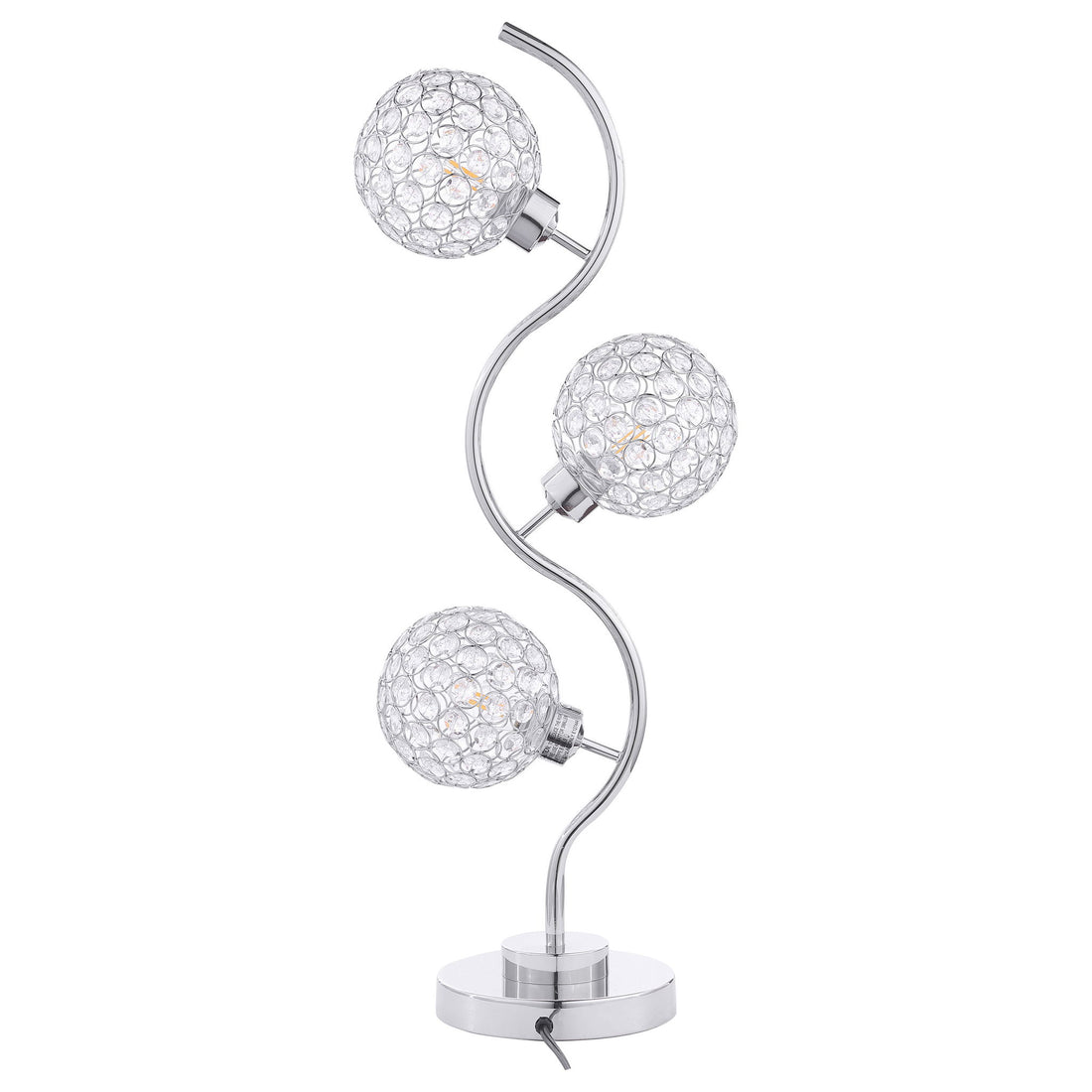 Vandy - 3 Light Curvy Table Lamp With Orb Shades - Chrome