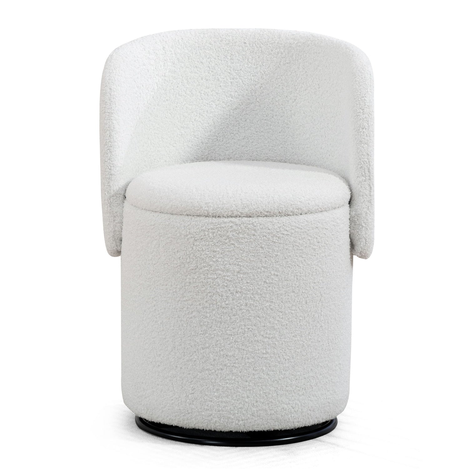 Barrel Chair &amp; Built In Storage, 360° Swivel - Beige