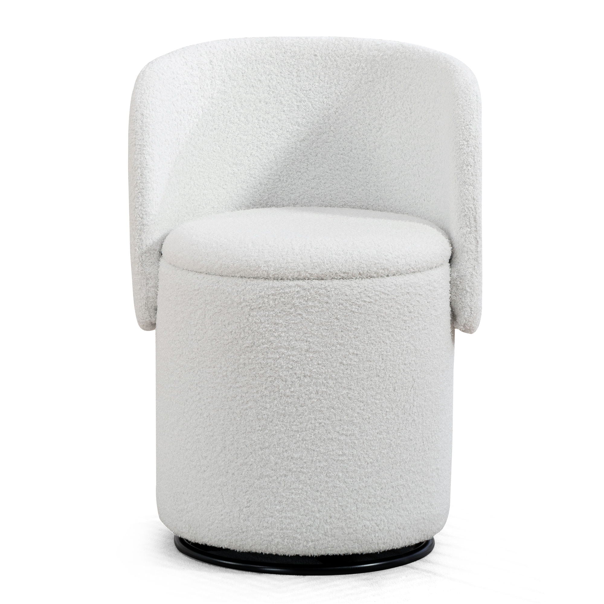 Barrel Chair &amp; Built In Storage, 360° Swivel - Beige