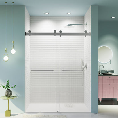 Frameless Double Sliding Soft-Close Shower Door, 3 / 8&quot; (10Mm) Thick SGCC Tempered Glass Door, Matte