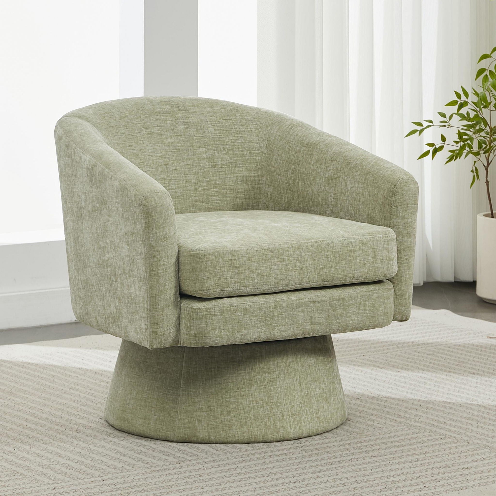 Swivel Barrel Chair With Cushioning For Living Room &amp; Office, 360° Rotating - Green