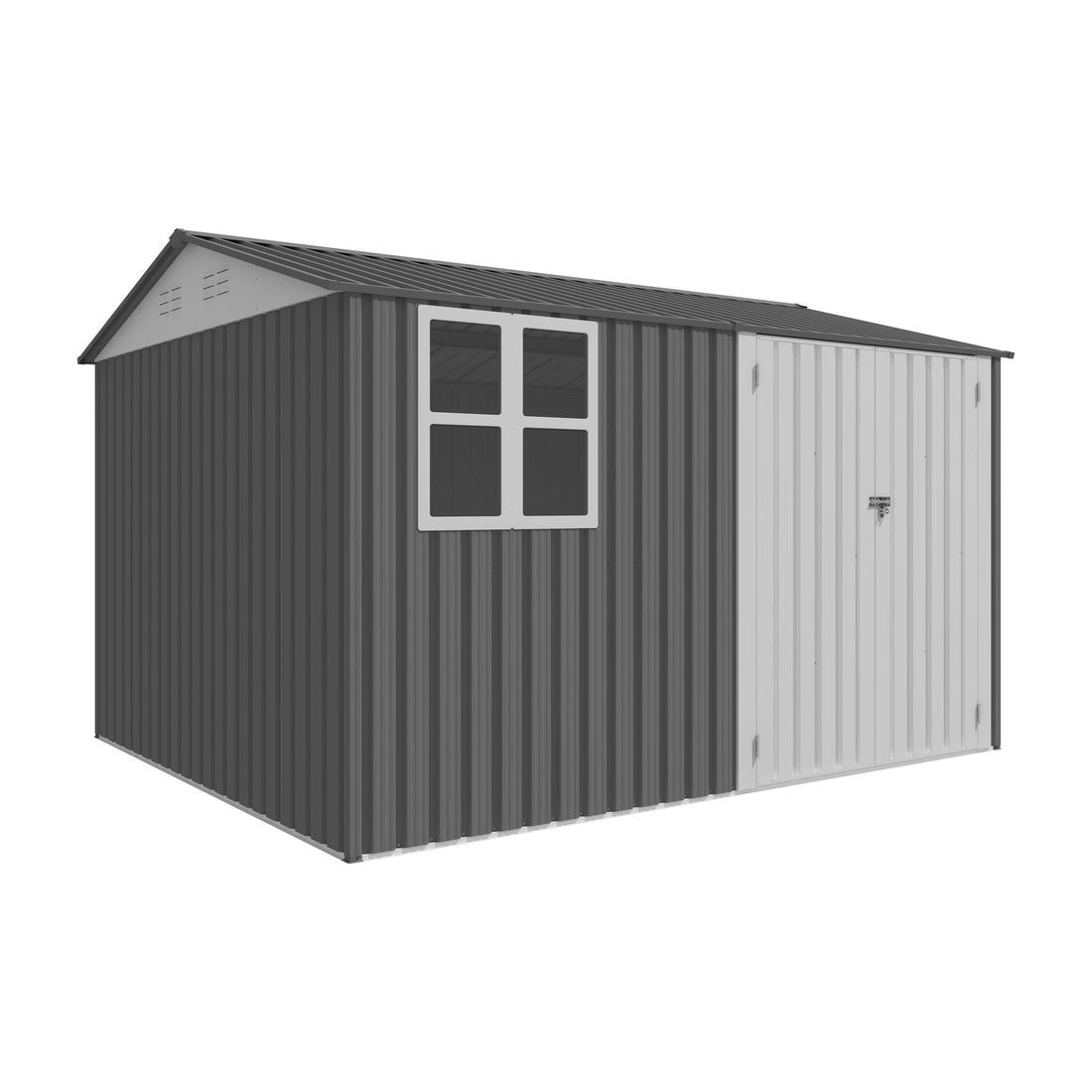 8 0 Ft Outdoor Storage Garden Tool Shed With Thickened Galvanized Steel With Sloped Roof &amp; Double Lockable Door Storage Shed Large With 6 Vents - Gray