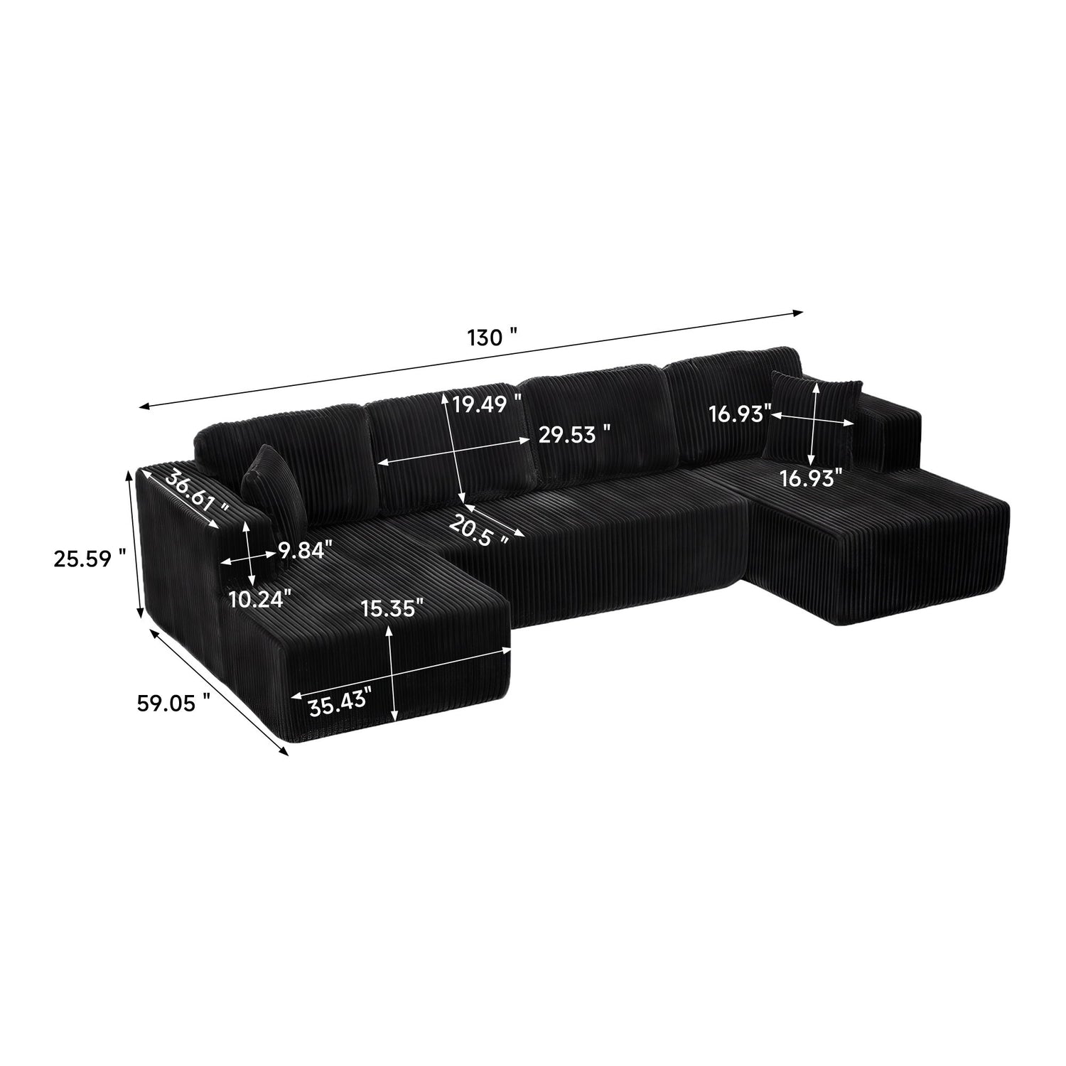 U-Shape Modular Sectional Sofa For Living Room