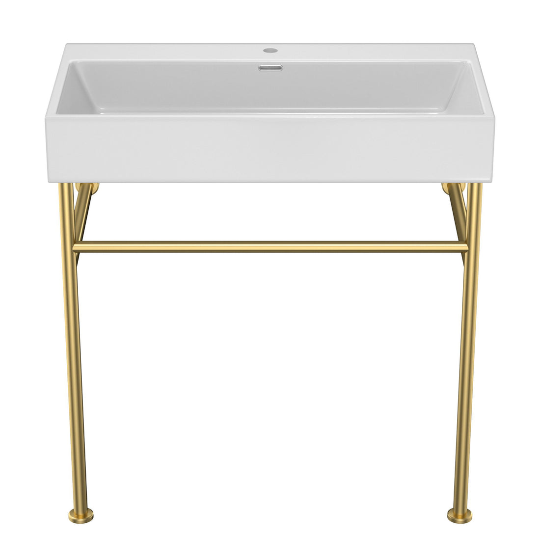 Ceramic Console Bathroom Sink With Overflow