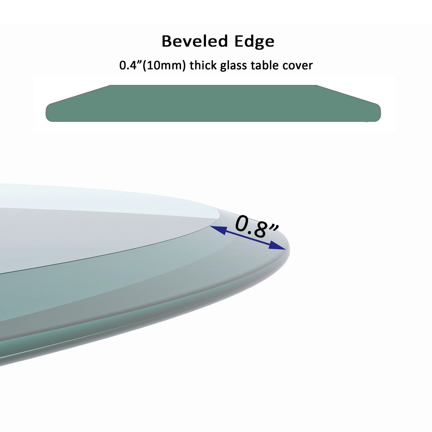 30&quot; Round Tempered Glass Table Top Clear Glass 2 / 5&quot; Thick Beveled Polished Edge - Transparent