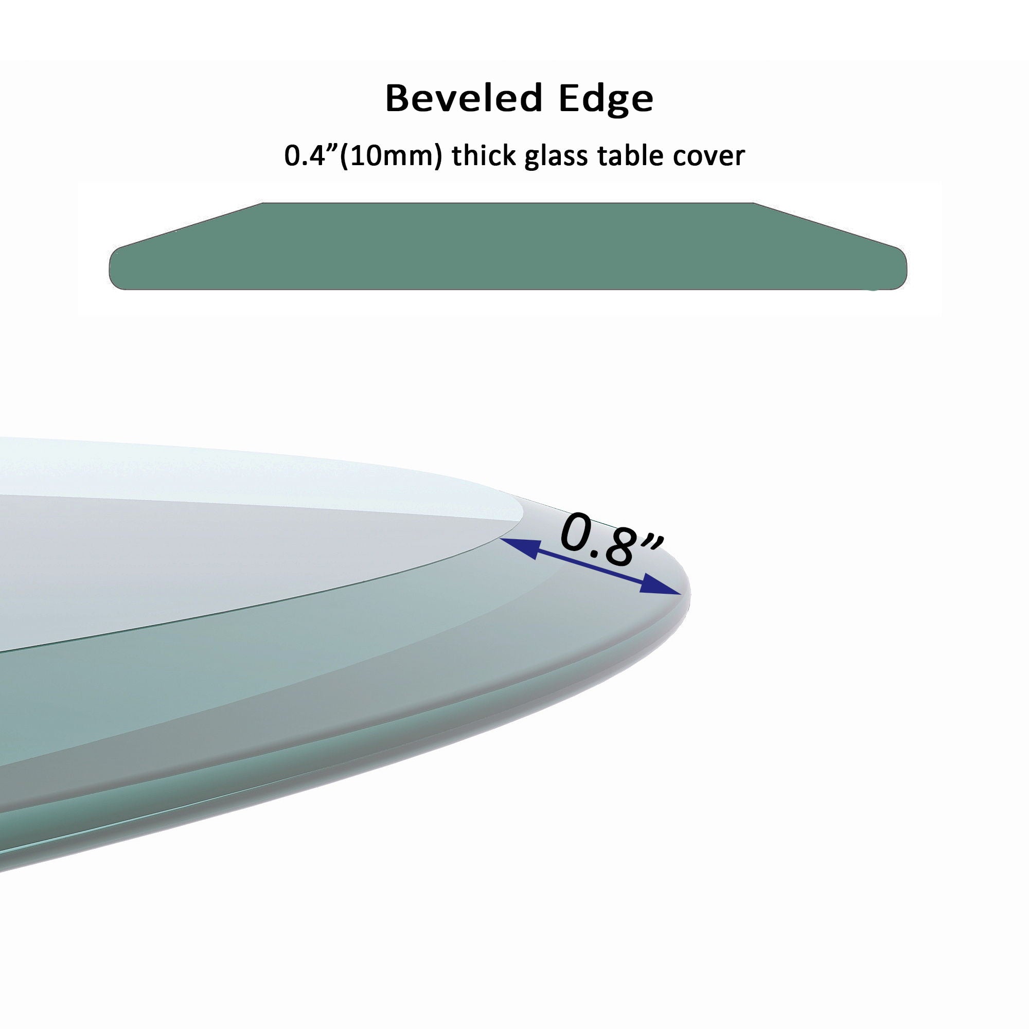 30&quot; Round Tempered Glass Table Top Clear Glass 2 / 5&quot; Thick Beveled Polished Edge - Transparent