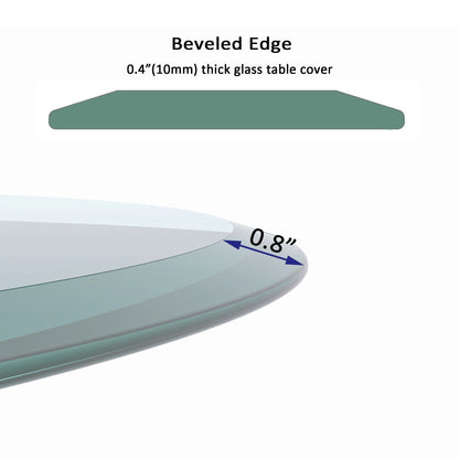 30&quot; Round Tempered Glass Table Top Clear Glass 2 / 5&quot; Thick Beveled Polished Edge - Transparent