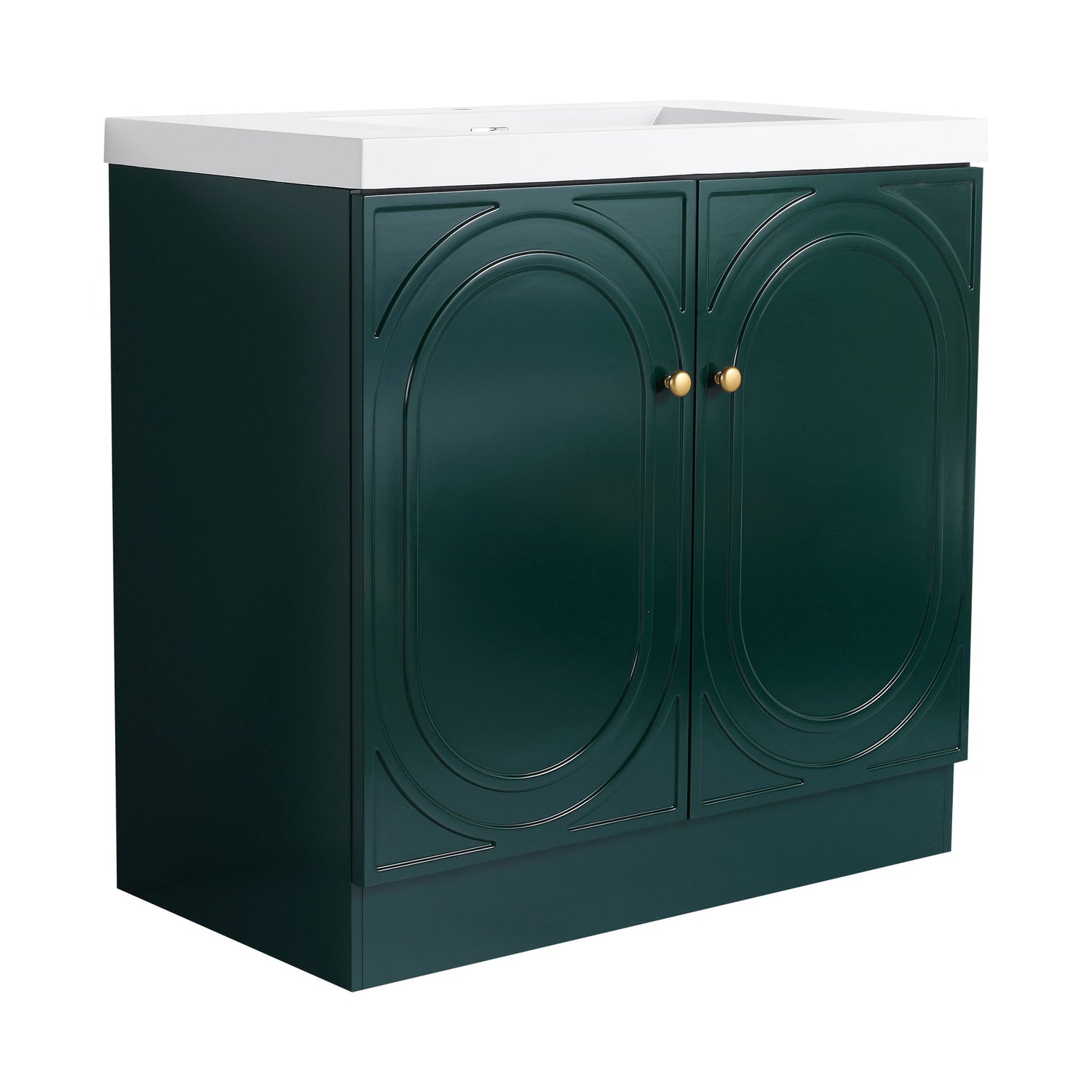 Contemporary Freestanding Bathroom Vanity With Resin Sink &amp; Soft-Close Cabinet Doors