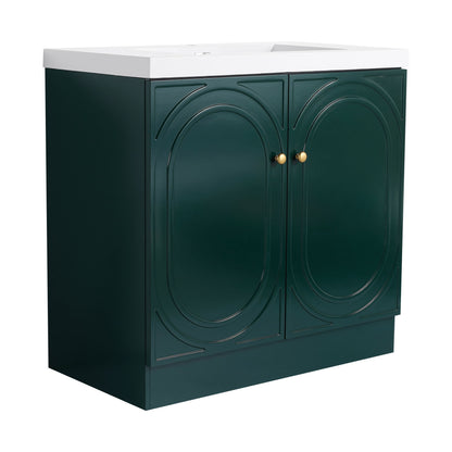 Contemporary Freestanding Bathroom Vanity With Resin Sink &amp; Soft-Close Cabinet Doors