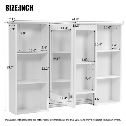 3 In 1 Modern Bathroom Mirror Cabinet With Adjustable Shelf, Soft Close Door, High Definition Mirror &amp; Towel Bar