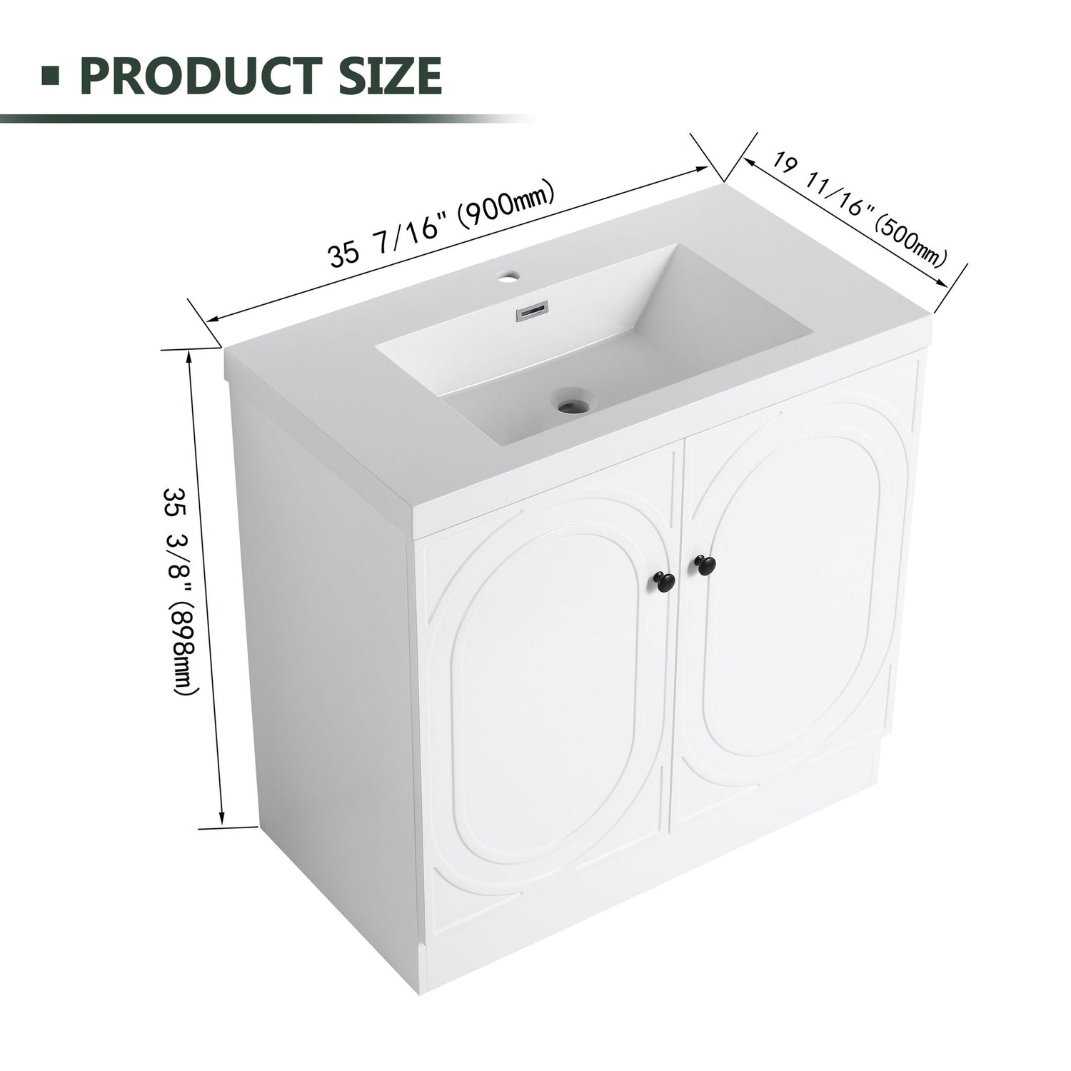 Contemporary Freestanding Bathroom Vanity With Resin Sink &amp; Soft-Close Cabinet Doors